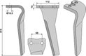 Dent de herse adaptable Sicma RH-133-L avec 3 plaquettes carbure gauche