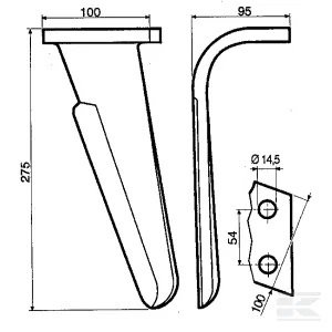 Herse rotative - Dent de herse - Dent de herse rot. Gauche adap/Perugini