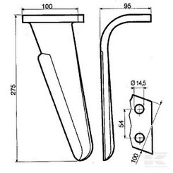 Herse rotative - Dent de herse - Dent de herse rot. Gauche adap/Perugini