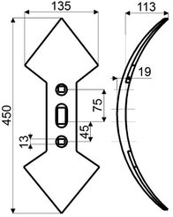 Déchaumeur - Soc de déchaumage - Bec double cœur 2 trous 1 lumière Ø12 avec rechargement des 2 côtés