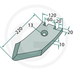 Déchaumeur - Soc de déchaumage - Bec de déchaumage adaptable Quivogne / Rau 070050 | RF15133 | 1587-A 10 CA