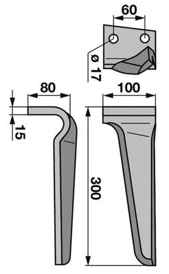 Herse rotative - Dent de herse - Dent de herse rotative adaptable Breviglieri référence 0060184S gauche