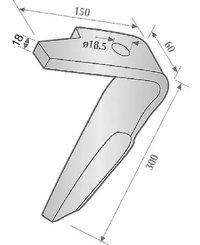 Herse rotative - Dent de herse - Dent herse origine KE03 EP18 Amazone gauche
