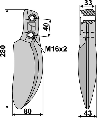 Préparation du sol - Dent de vibroculteur - Dent de broyeur et de rotalabour