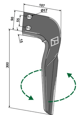 Herse rotative - Dent de herse - Dent de herse rotative adaptable Sulky 680172 Gauche
