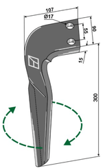Herse rotative - Dent de herse - Dent de herse rotative adaptable Sulky 680171 Droit